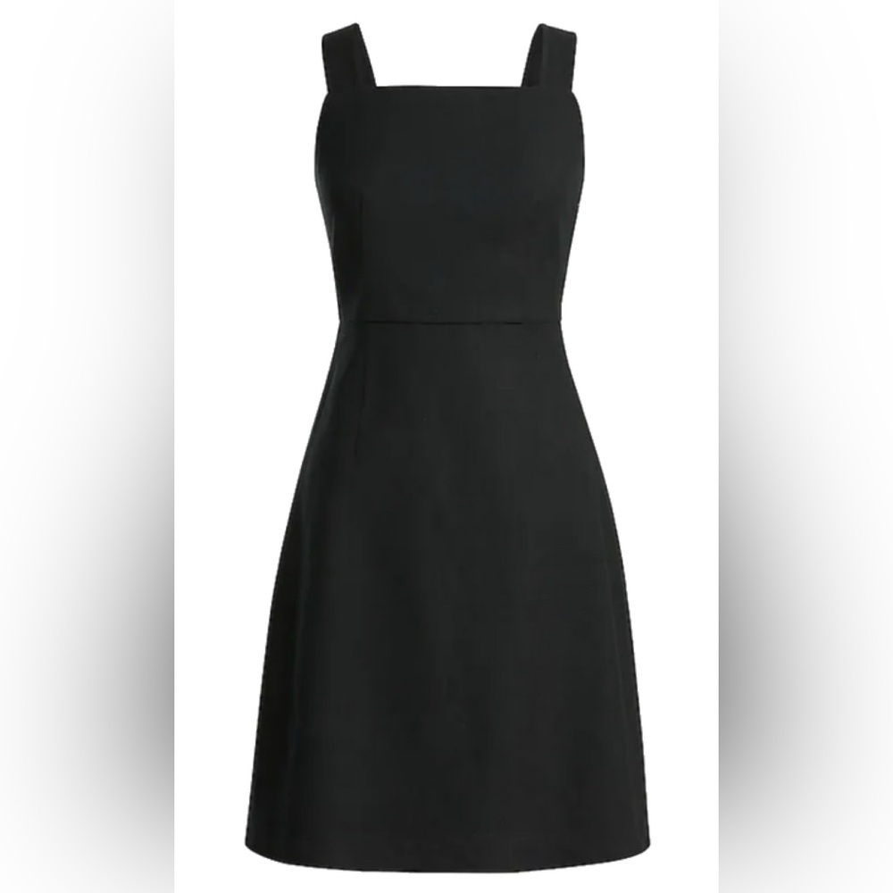 J.Crew Squareneck A-line dress in stretch linen blend in black 2 XS S